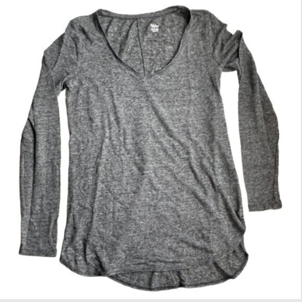🌷 Dark Gray Mossimo Simple Basic V Neck Long Sleeve Tunic Top
